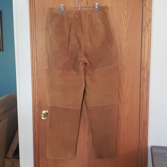 NWT St John's Bay Tan Suede Leather Pants Sz 18 - Picture 3 of 7